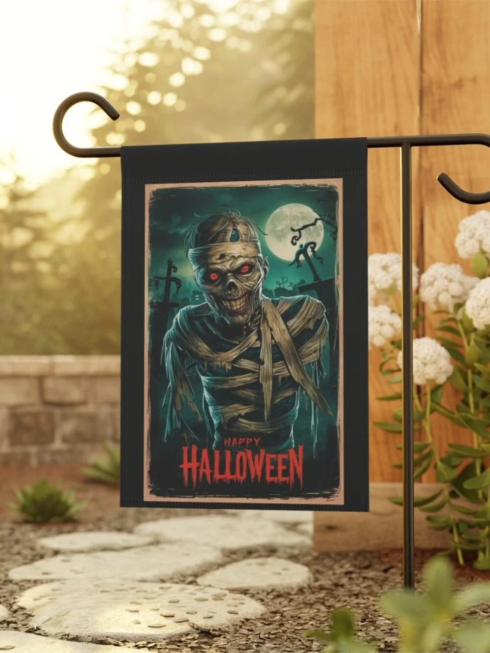 Mummy Zombie Halloween Garden Flag Spooky Outdoor Decor